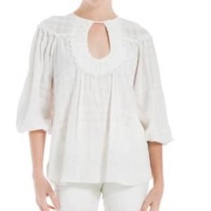 Max Studio Textured Crochet Trim Blouse